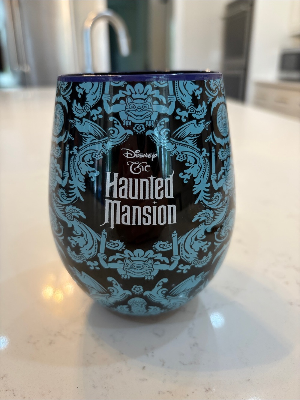 Disney Haunted Mansion Black and Teal Stemless Glass